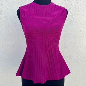 Halogen Pleated Peplum Sleeveless Sweater XS Purple